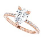 rose gold single row diamond engagement ring