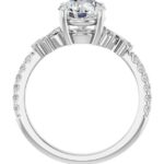 side view of white gold diamond accented engagement ring