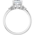 side view of white gold diamond accented engagement ring