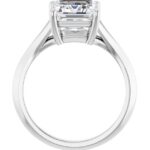 side view of white gold split shank diamond engagement ring