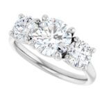 three stone diamond engagement ring white gold