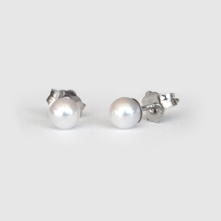 white gold 4mm akoya pearl studs