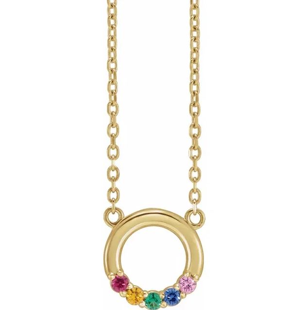 open circle birthstone necklace