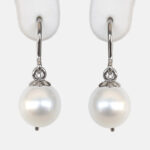 white gold freshwater pearl dangle earrings