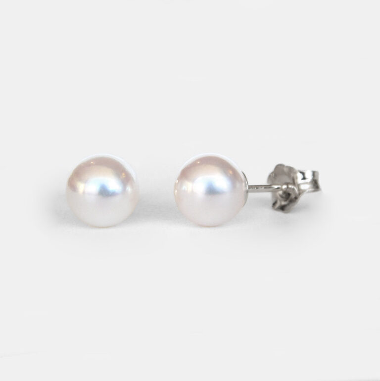 white gold 6mm akoya pearl studs