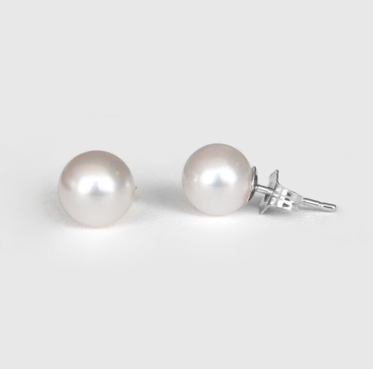 7mm white gold akoya pearl studs