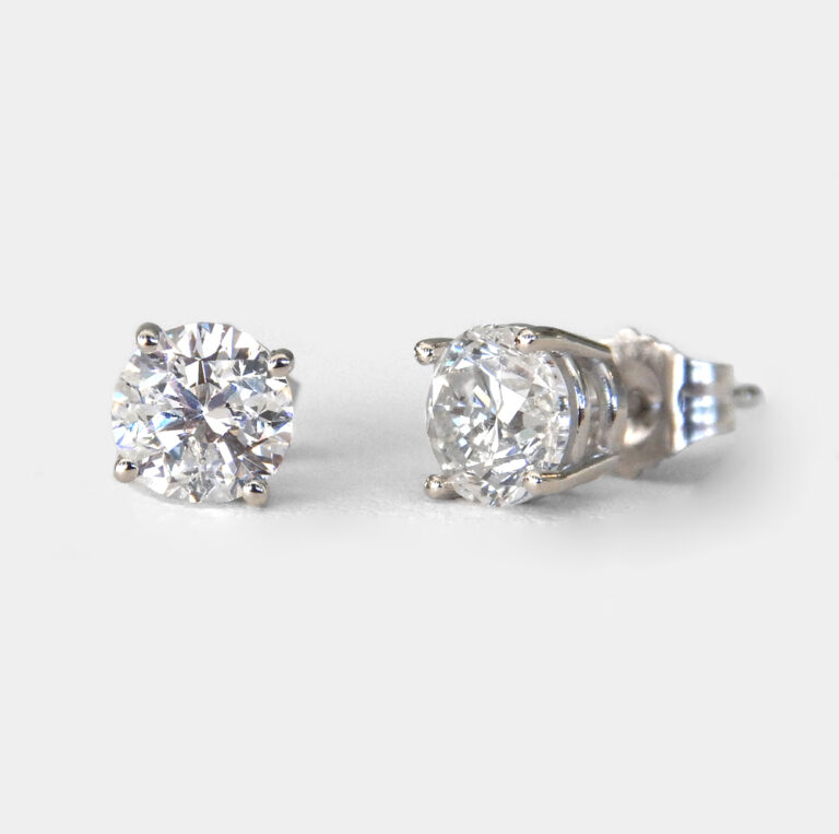 white gold 4-prong diamond studs