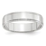 white gold step edge wedding band
