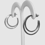 side view of sterling silver double hoop earrings