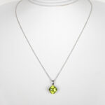 white gold peridot pendant on chain