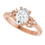 rose gold floral inspired diamond engagement ring