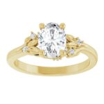 yellow gold floral inspired diamond engagement ring