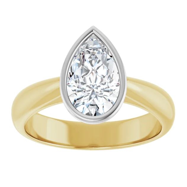 bezel set pear-shaped diamond solitaire engagement ring