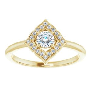 yellow gold vintage style diamond engagement ring