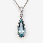 white gold aquamarine and diamond pendant