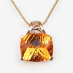 yellow gold large citrine pendant