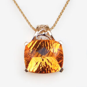 yellow gold large citrine pendant