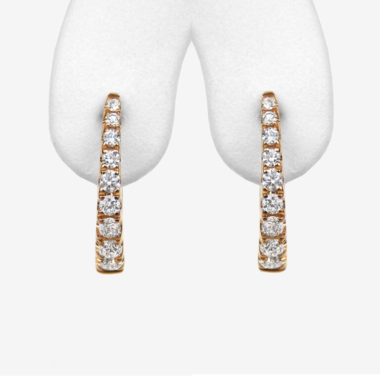 yellow gold diamond huggie hoop earrings