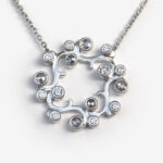 white gold diamond swirl pendant