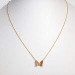 yellow gold diamond butterfly necklace