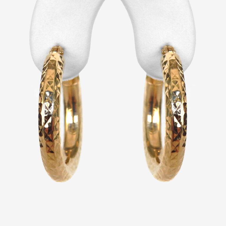 yellow gold textured hoop earrings