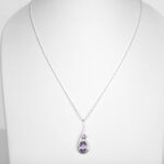 sterling silver amethyst and pink tourmaline pendant on chain