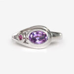 sterling silver amethyst and pink tourmaline ring