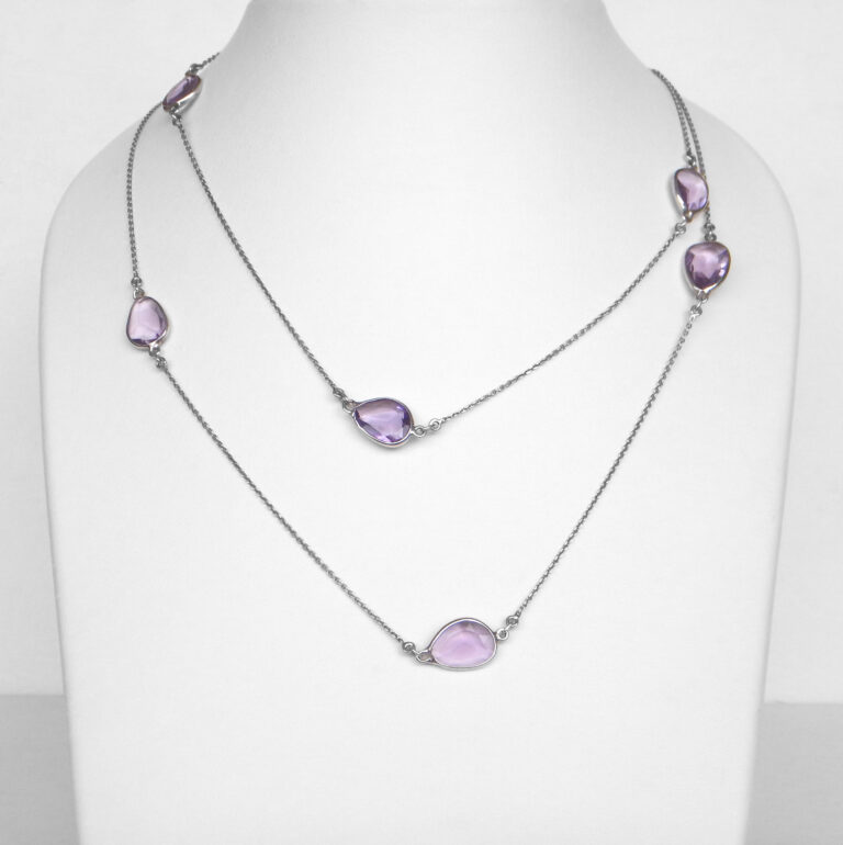 Click to view larger size sterling silver station necklace