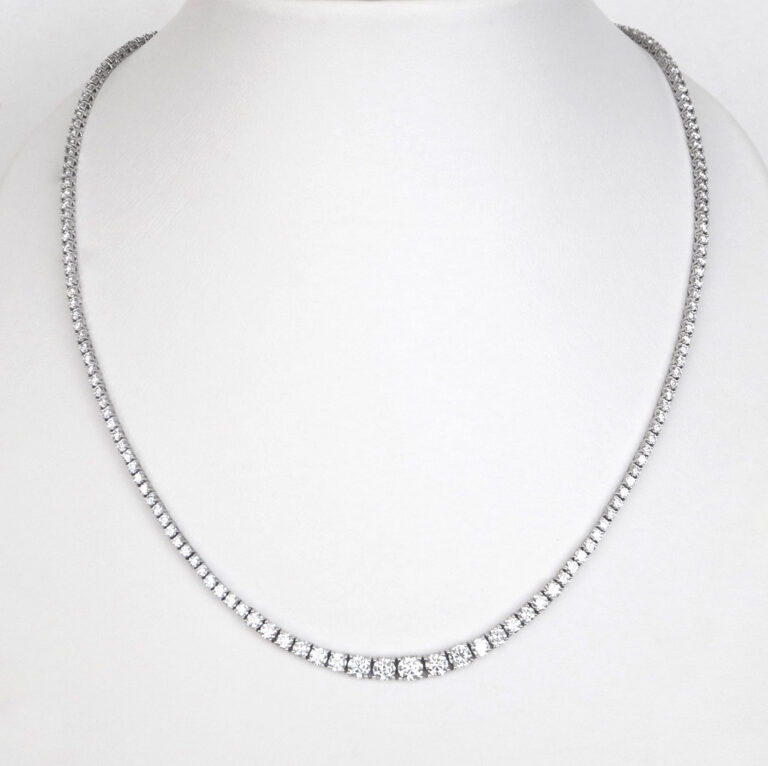 white gold lab created graduated diamond necklace