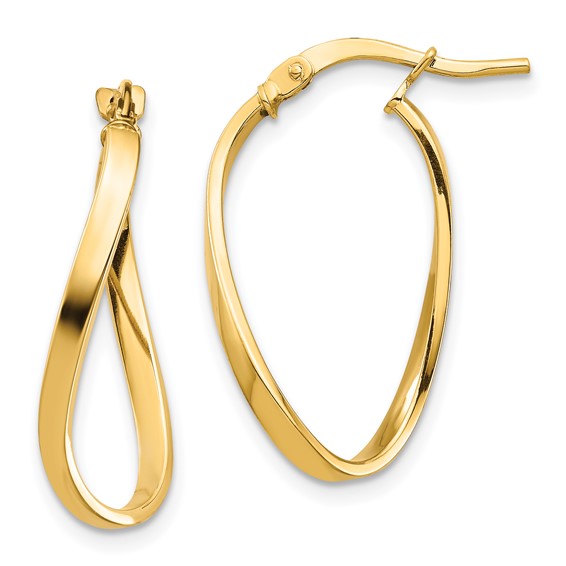 yellow gold wavy hoop earrings