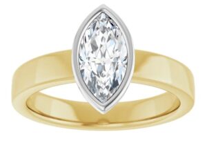 two tone gold bezel set marquise diamond band
