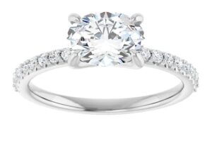 horizontally set oval diamond engagement ring