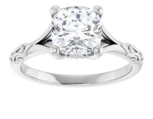 white gold vintage style engagement ring