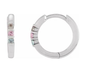 white gold birthstone hoop earrings