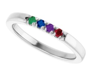white gold four stone birthstone band