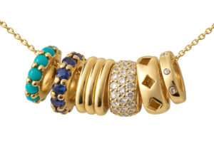 yellow gold necklace birthstone charms