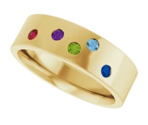 gold band birthstone ring