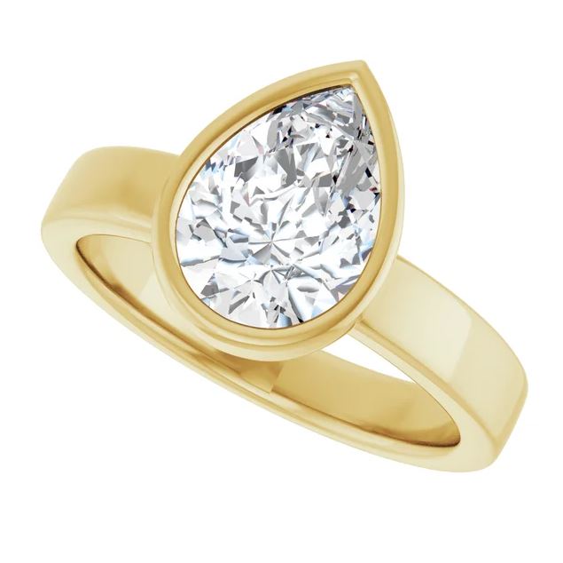 Click to view larger size yellow gold bezel set diamond engagement ring