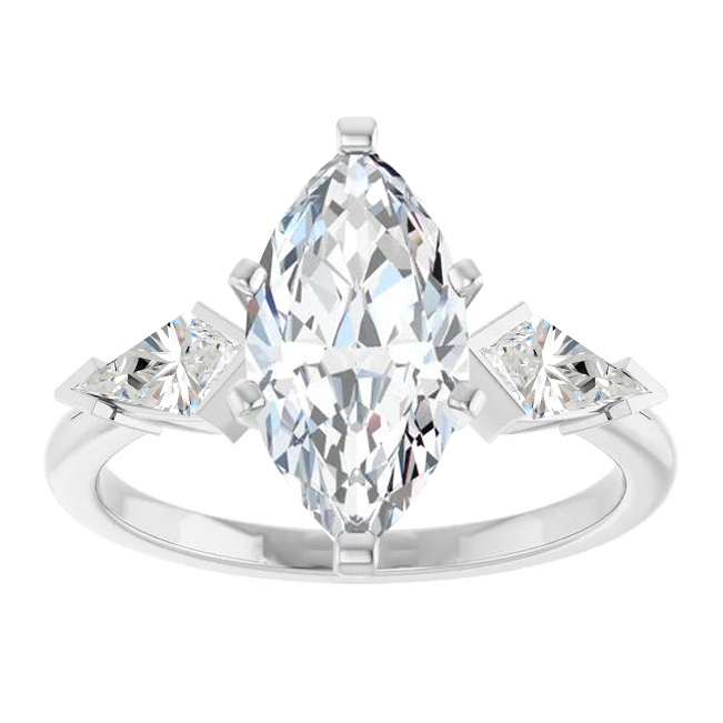 Click to view larger size kite-shaped diamond accented engagement ring