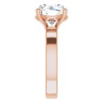 side view of rose gold diamond solitaire engagement ring