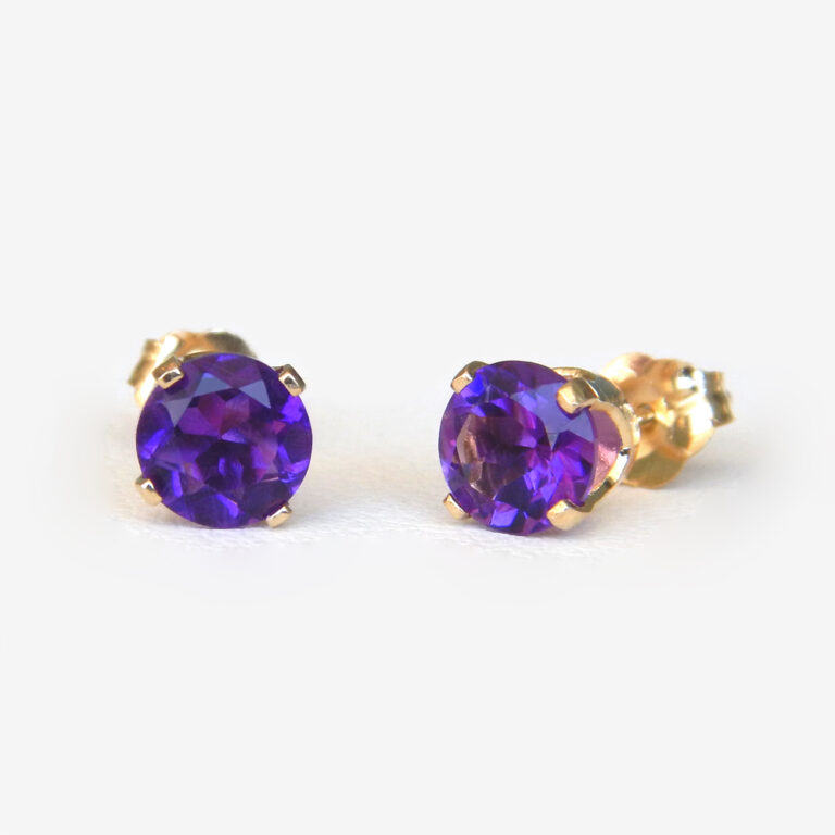 yellow gold amethyst studs