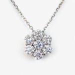 white gold diamond cluster necklace