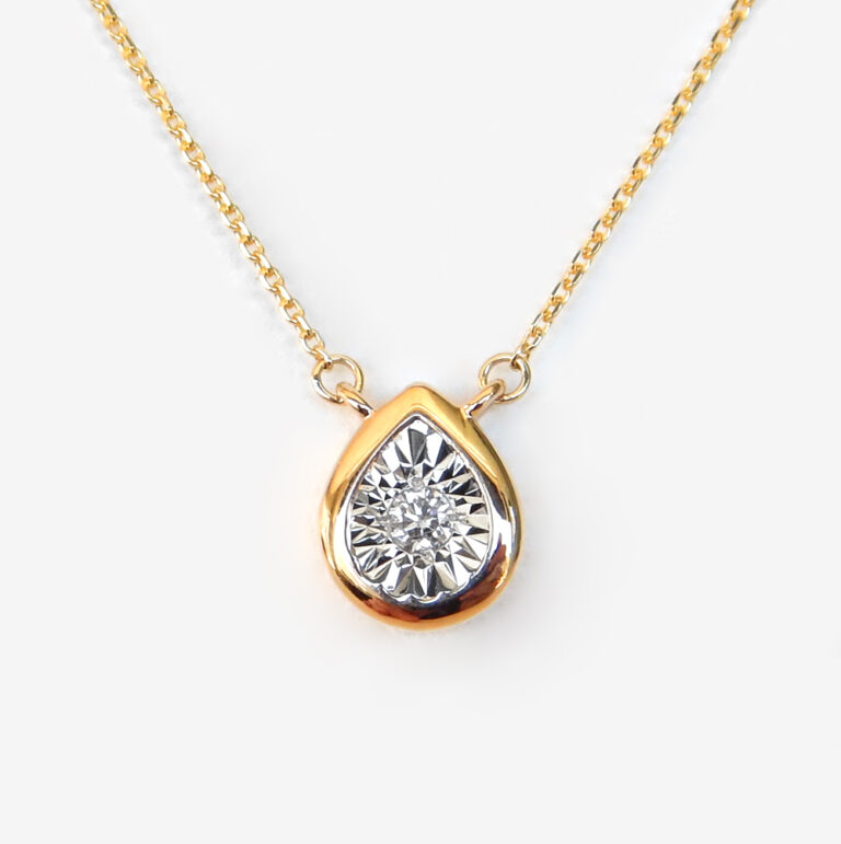 Click to view larger size yellow gold diamond solitaire necklace