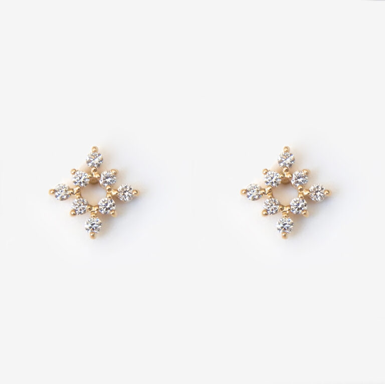 yellow gold diamond starburst earrings