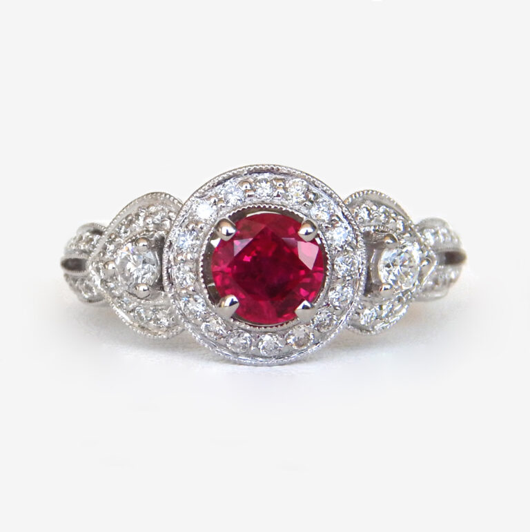 Click to view larger size ruby and diamond art deco ring