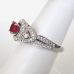 side view of ruby and diamond ring