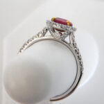 side view of ruby and diamond ring