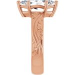 side view of rose gold diamond solitaire engagement ring