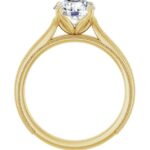 side view of diamond solitaire engagement ring with milgrain edges