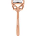side view of rose gold antique inspired diamond engagement ring